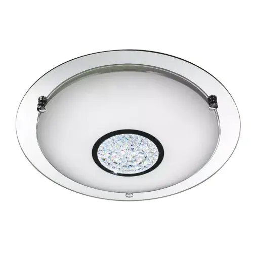 Portland LED Bathroom Flush, Chrome Metal, Glass & Crystal I