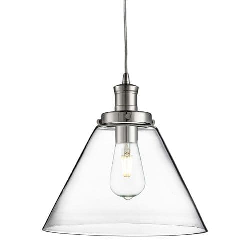 Pyramid 1 Light Pendant Chrome, Clear Pyramid Glass Shade 3228Cc