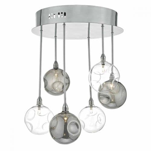 Quinn 6 Light Semi Flush Smoked/ Clear