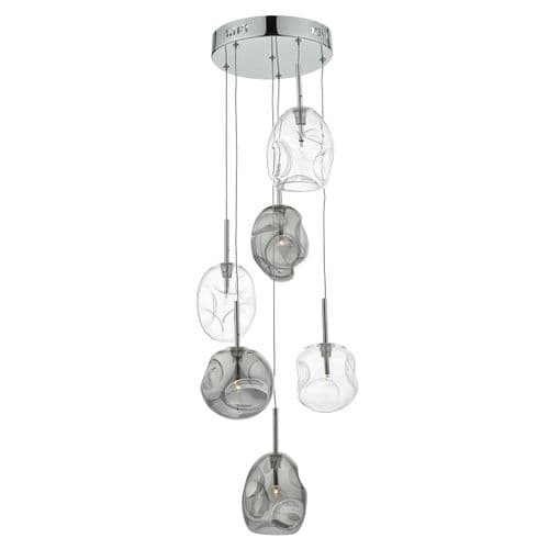 QUINN 6LT CLUSTER PENDANT SMOKED/ CLEAR (Class 2 Double Insulated) QUI6410