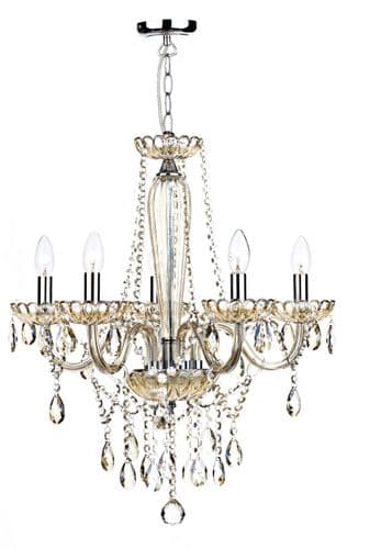Raphael 5-light Champagne Glass Chandelier Ceiling Light (Class 2 Double Insulated) RAP0506