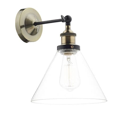 Ray 1 Light Wall Bracket Antique Brass Clear (Class 2 Double Insulated) RAY0775
