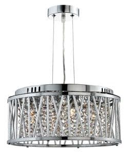 Rojavita 4 Light Flush/Pendant, Chrome & Clear Crystal Button Drops + Alum' Tubes Trim (8334-4Cc)