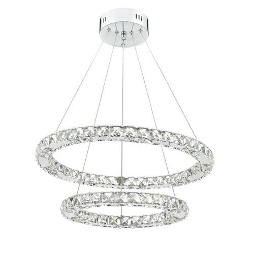Roma Double Tier Pendant Crystal Polished Chrome Led Dimmable (Double Insulated) BXROM2550-17