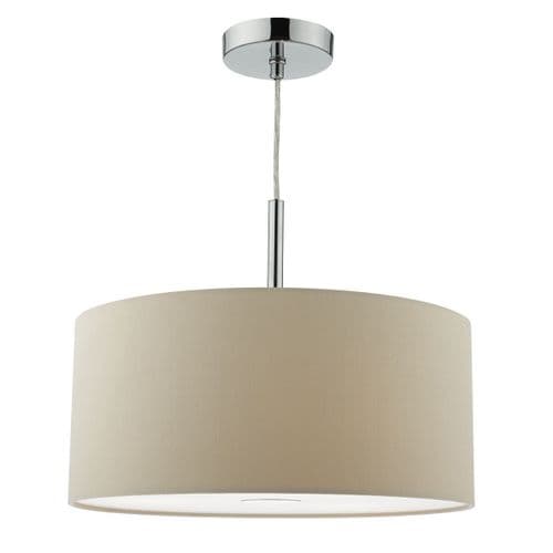 Ronda 3 Light Pendant 40CM Drum Ecru Faux Silk