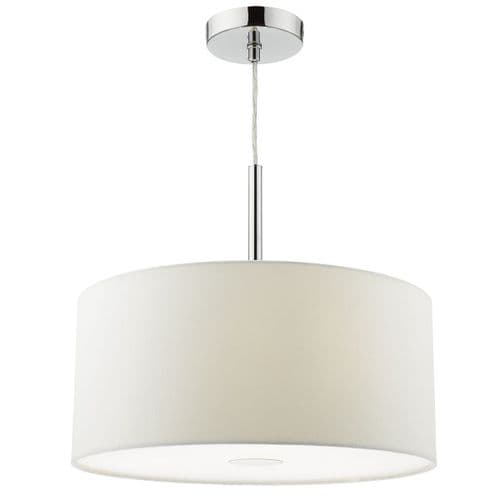 Ronda 3 Light Pendant 40CM Drum White Faux Silk