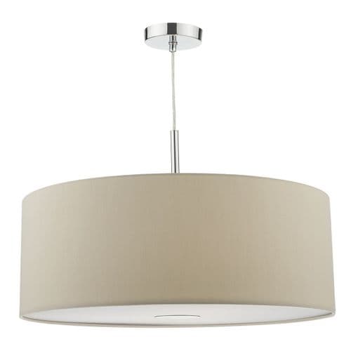 Ronda 3 Light Pendant 60CM Drum Ecru Faux Silk