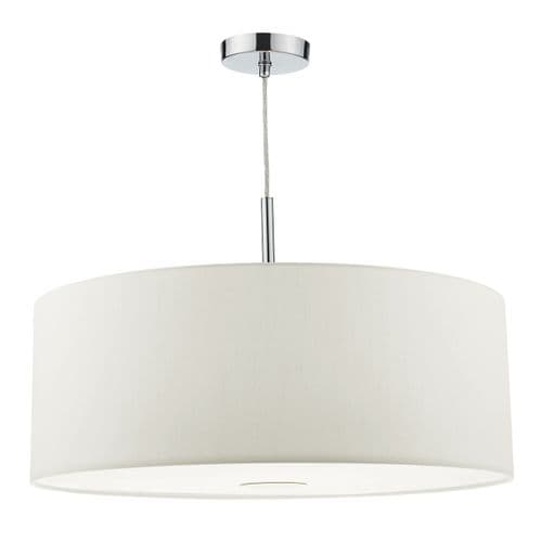 Ronda 3 Light Pendant 60CM Drum White Faux Silk