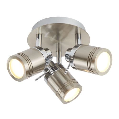 Samson 3 Light Ip44 Bathroom Spot Plate, Satin Silver 6603Ss