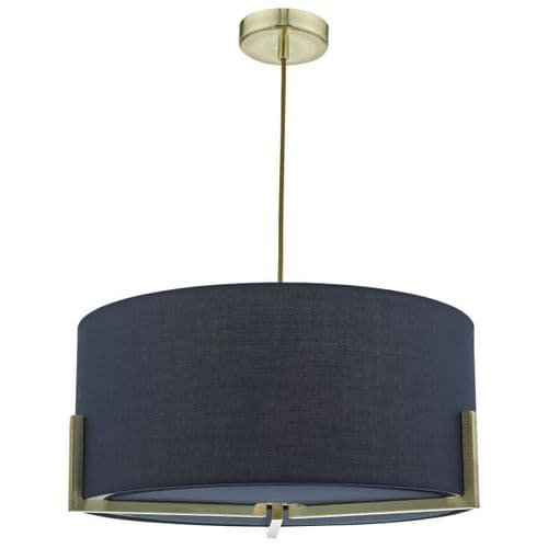Santino 3 Light Pendant Navy Blue Gold