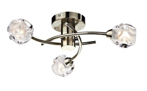 Seattle 3-light Antique Brass Semi Flush Ceiling Light (Class 2 Double Insulated) SEA5375
