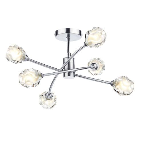 Seattle 6 Light Semi Flush Satin Chrome
