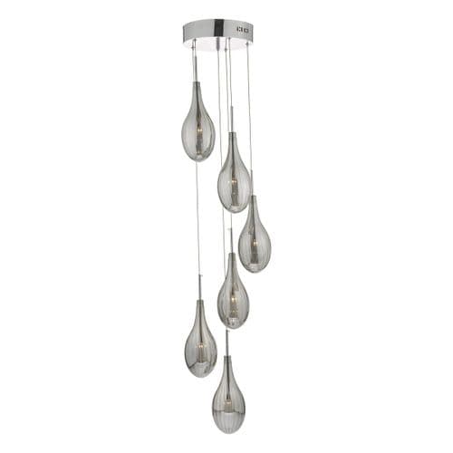 Seta 6lt Cluster Pendant Smoked & Polished Chrome (double insulated) SET6410