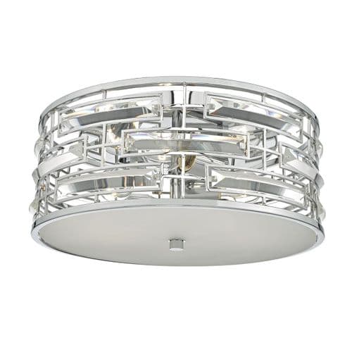 Seville 3 Light Flush Polished Chrome Crystal