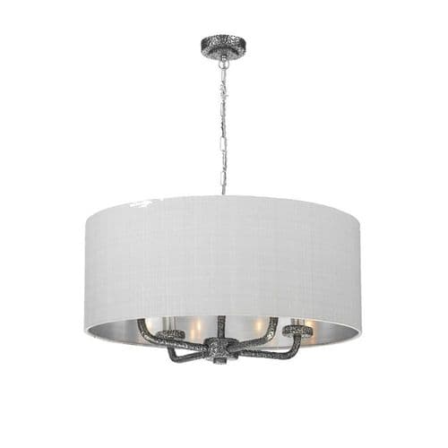 Sloane 4 Light Pendant Pewter + Silk Shade S0599 Specify Colour), SLO04 (7-10 day Delivery)