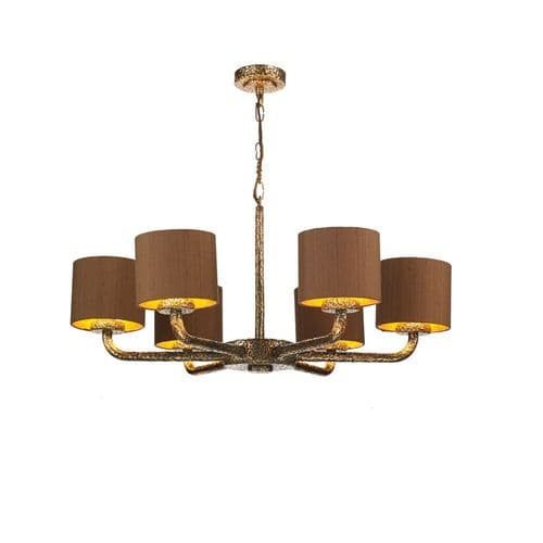 Sloane 6lt Pendant Bronze + Gold lined silk shades (Spec Col) SLO06  (7-10 day Delivery)