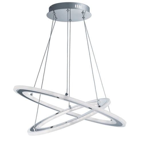 Solexa - Led 2 Hoops Ceiling, Chrome, Frosted Acrylic 5882-2Cc
