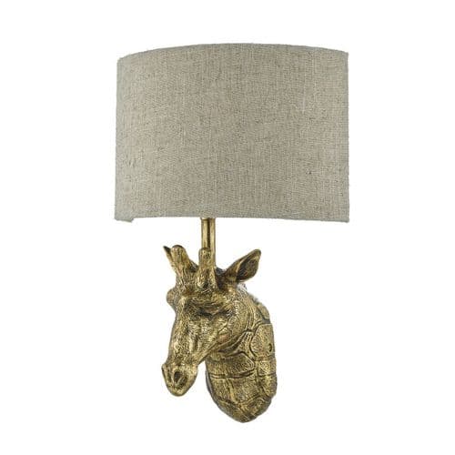 Sophie 1 Light Wall Light Giraffe Gold complete with Shade