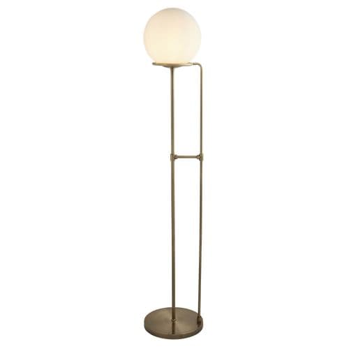 Sphere 1 Light Floor Lamp, Antique Brass, Opal White Glass Shade 8093Ab