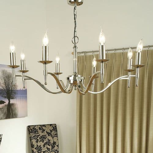 Stanford Nickel 8 light Chandelier (Modern Classic, Traditional, Medium Chandlier) CA1P8N
