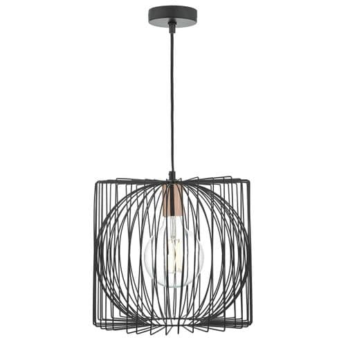 Taplow 1 Light Pendant Black/ Copper