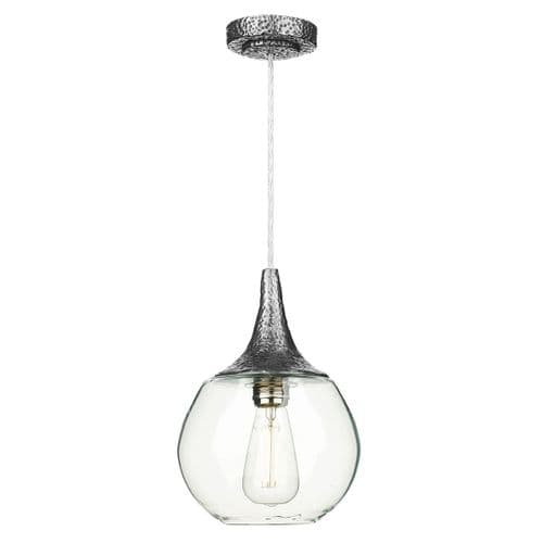 Teardrop 1 Light Pendant Pewter complete with Glass (Hand made, 7-10 day Delivery)