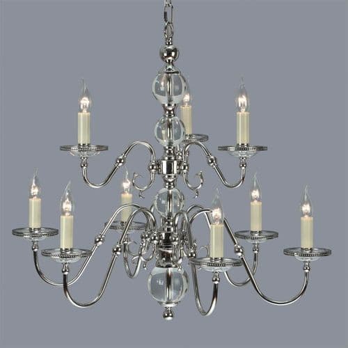 Tilburg Nickel 9 Light Chandelier (Contemporary, Crystal, Modern Classic, Large Chandelier) CA20P9N