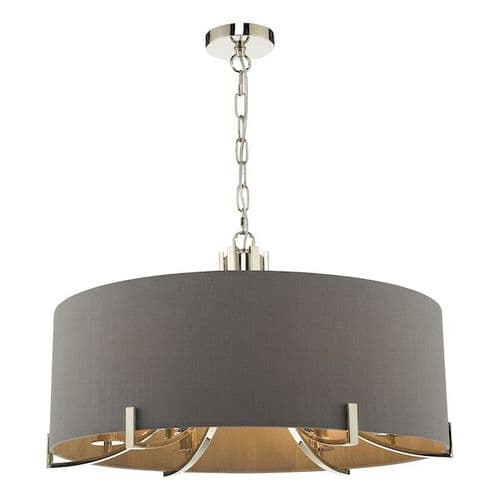 Veyron 6 Light Pendant Polished Nickel With Grey Shade VEY0639