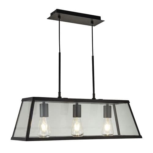 Voyager 3 Light Lantern Bar, Black, Matt Glass 4613-3Bk