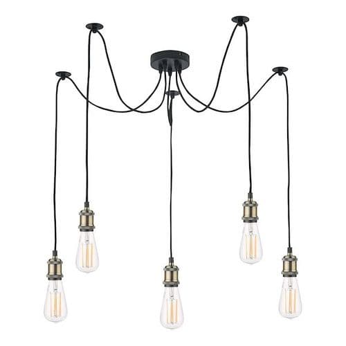 Waco 5 Light Pendant Antique Brass Matt Black WAC0575