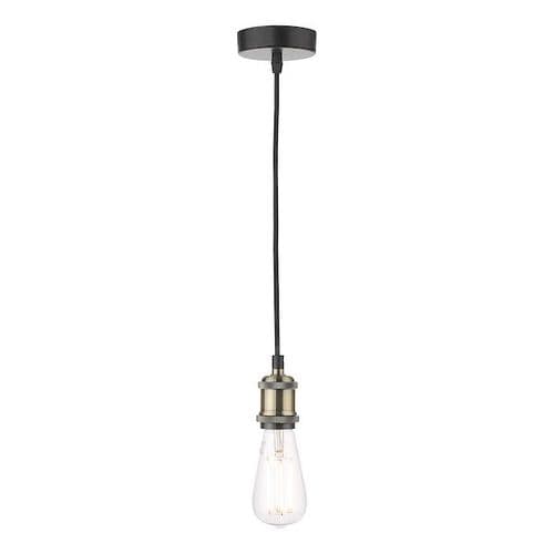 Waco Single E27 Suspension Antique Brass Matt Black WAC0175
