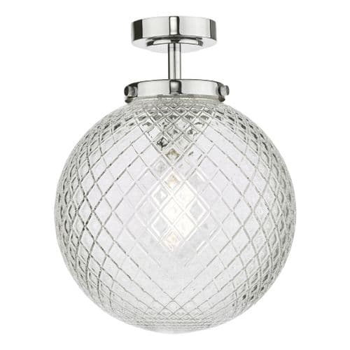 WAYNE 1LT SEMI FLUSH POL CHR TEXTURED GLASS IP44