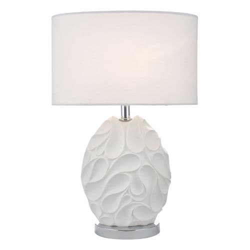 Zachary Table Lamp White Oval complete with Shade (Double Insulated) ZAC412
