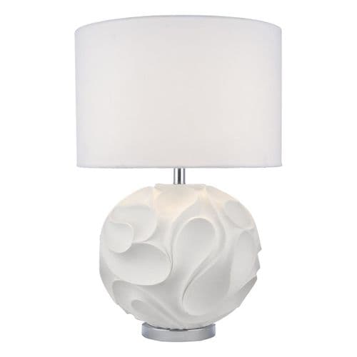 Zachary Table Lamp White Round complete with Shade (Double Insulated) ZAC432