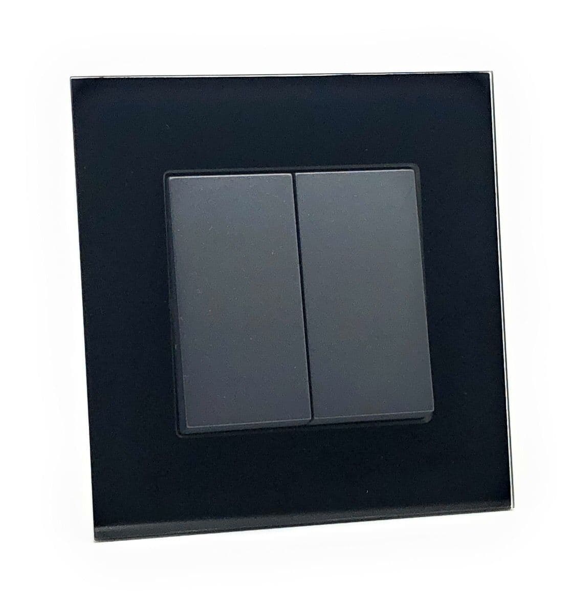 Illucio 2 Gang Intermediate 10 Amp On/Off Rocker Light Switch Black