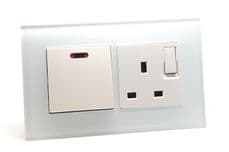 illucio 45 Amp Cooker Switch inc Neon with Plug Socket in White