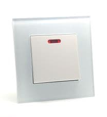 illucio White Designer 1 Gang 45 Amp (Cooker) Rocker Switch with Neon