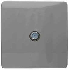 Trendi 1 Gang Artistic Modern Glossy Screwless Television Satellite Socket Light Grey