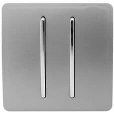 Trendi 2 Gang 1 Way Artistic Modern Glossy 10 Amp Rocker Tactile Light Switch Light Grey