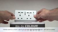 Trendi 2 Gang Artistic Modern Glossy 13 Amp 4 x 2.1mA USB Switched Tactile Plug Socket Silver