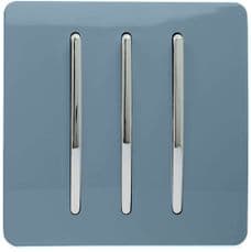 Trendi 3 Gang 1 Way Artistic Modern Glossy 10 Amp Rocker Tactile Light Switch Sky Blue