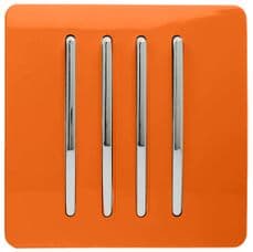 Trendi 4 Gang 1 Way Artistic Modern Glossy 10 Amp Rocker Tactile Light Switch Sunset Orange