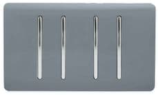 Trendi 4 Gang (2 Way & 1x Intermediate) Glossy 10 Amp Rocker Light Switch Warm Grey