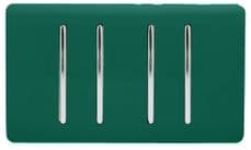 Trendi 4 Gang (2 Way & 2xIntermediate) Glossy 10 Amp Rocker Light Switch Dark Forest Green