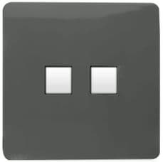 Trendi Artistic Modern Glossy 2 Gang Tactile RJ45 Cat 5e&Cat 6 PC Ethernet Socket Charcoal Grey