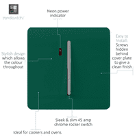 Trendi Artistic Modern Glossy 45 A Tactile Light Switch & Neon Insert Dark Forest Green
