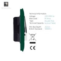 Trendi Artistic Modern Glossy 45 A Tactile Light Switch & Neon Insert Dark Forest Green