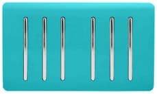 Trendi Artistic Modern Glossy 6 Gang 1 Way Rocker  Double Plate Tactile Light Switch Bright Teal