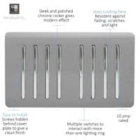 Trendi Artistic Modern Glossy 8 Gang 2 Way Rocker  Double Plate Tactile Light Switch Light Grey