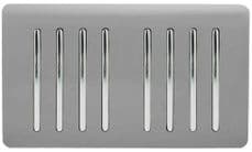 Trendi Artistic Modern Glossy 8 Gang 2 Way Rocker  Double Plate Tactile Light Switch Light Grey